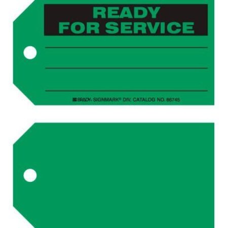 BRADY Brady Ready For Service Tag, 100/Pkg, Cardstock, 5-3/4inW x 3inH 86745